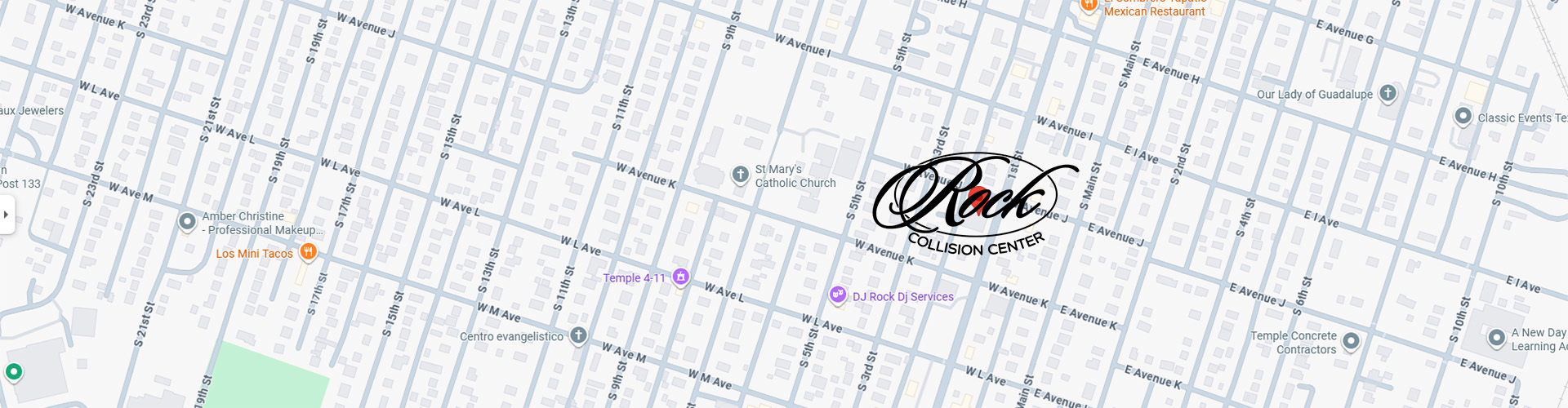 Image of map of Rock Collision Center in Temple Texas